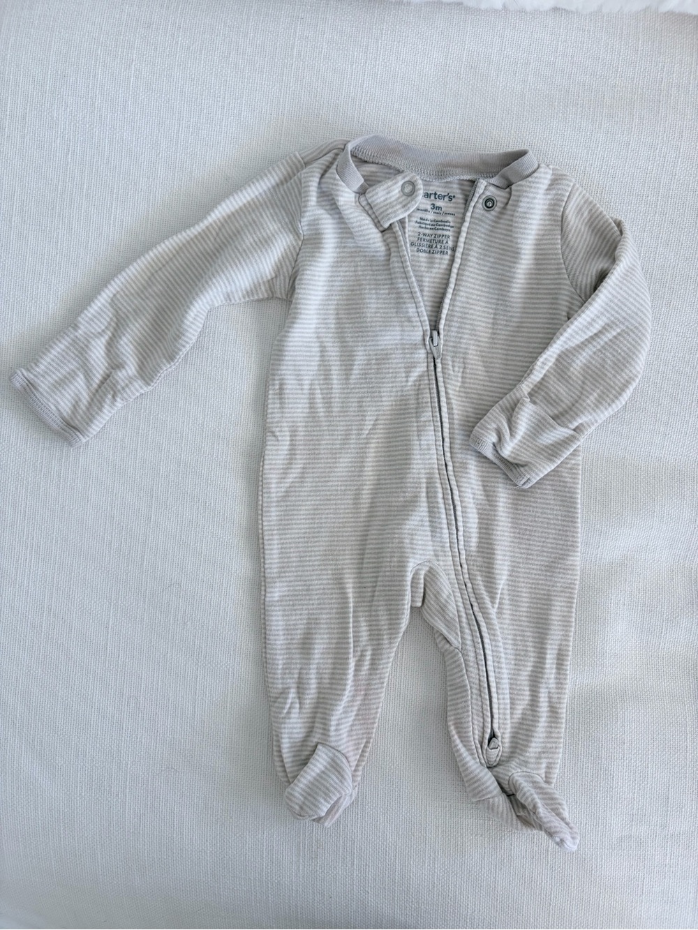 Carter's Neutral Stripe Footie Onesie Pajamas - Light Gray